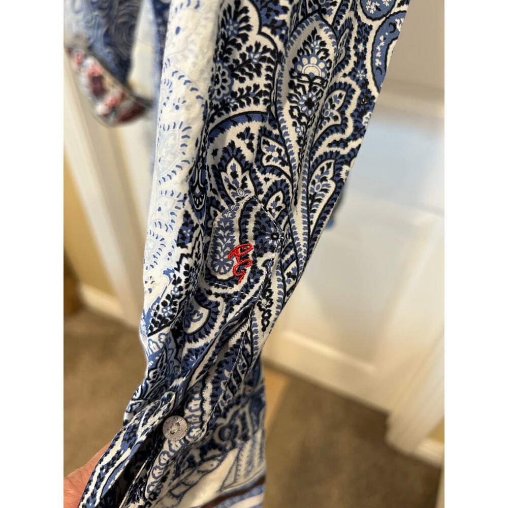 Robert Graham Blue Paisley Button Down Shirt with Contrast, Size XL - Picture 8 of 11